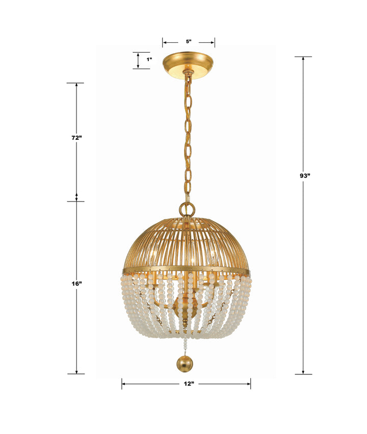 Crystorama Duval 3 Light Antique Gold Mini Chandelier