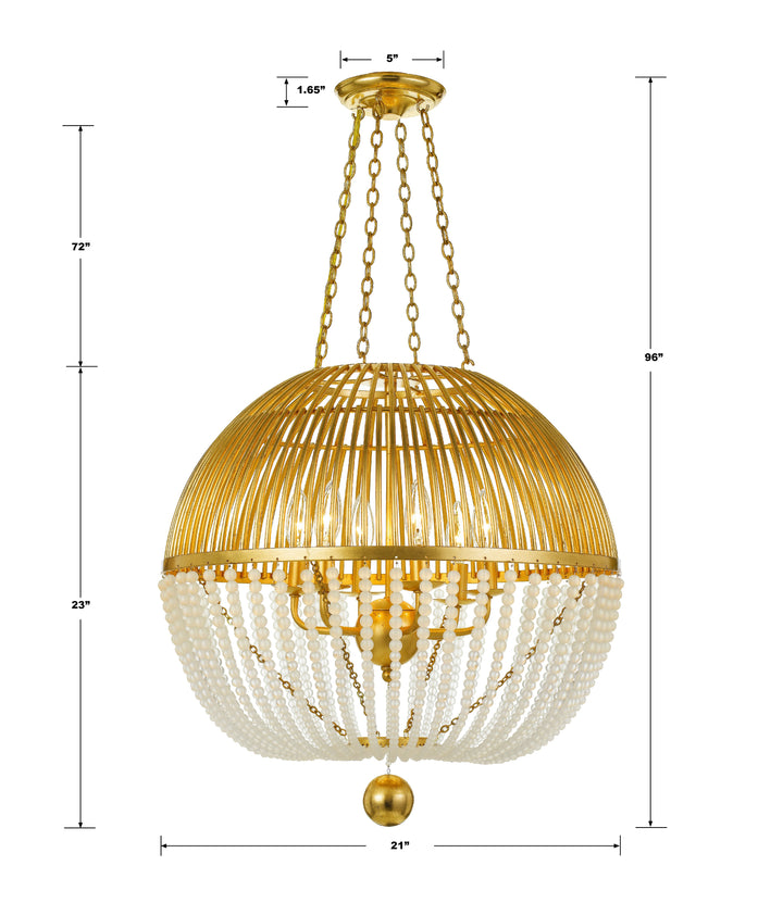 Crystorama Duval 6 Light Antique Gold Chandelier