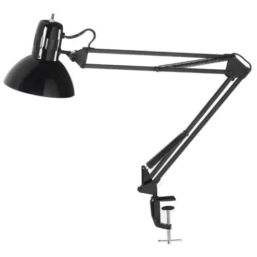 Dainolite Spring Balance Clamp-On Lamp, Gloss Black, 36" Reach