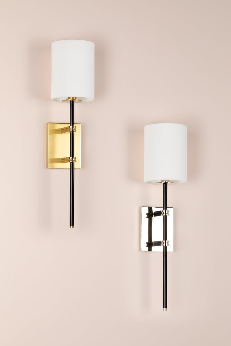 Denise Wall Sconce, Polished Nickel & Black