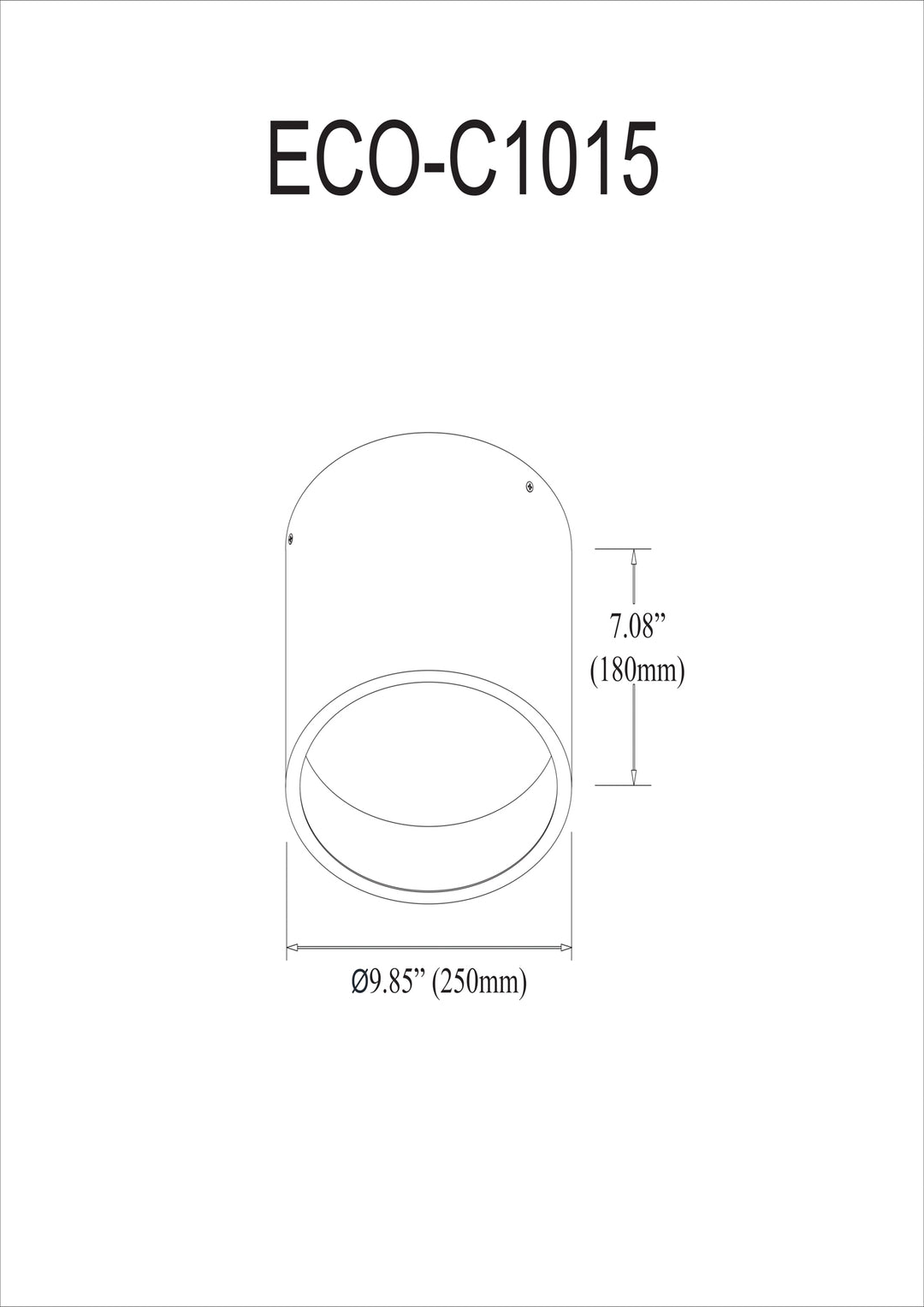 Dainolite 15W Flush Mount, Matte Black with White Diffuser