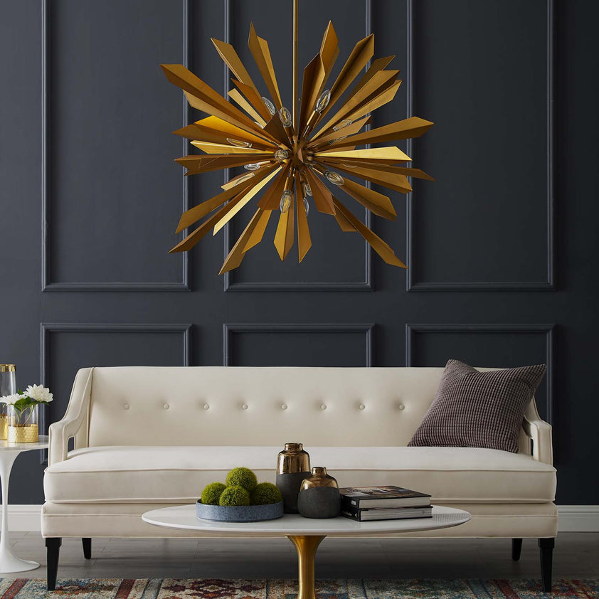 Pervade Starburst Brass Pendant Light Chandelier