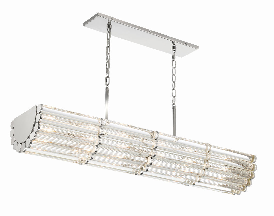 Crystorama Libby Langdon Elliot 6 Light Polished Nickel Linear Chandelier