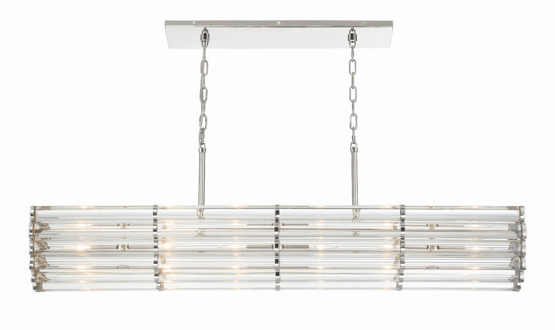 Crystorama Libby Langdon Elliot 6 Light Polished Nickel Linear Chandelier