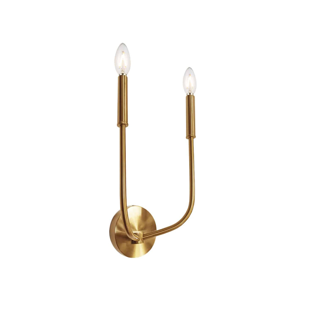 Dainolite 2 Light Incandescent Wall Sconce, Aged Brass