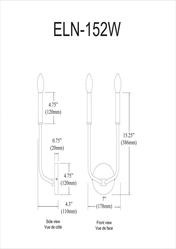 Dainolite 2 Light Incandescent Wall Sconce, Aged Brass