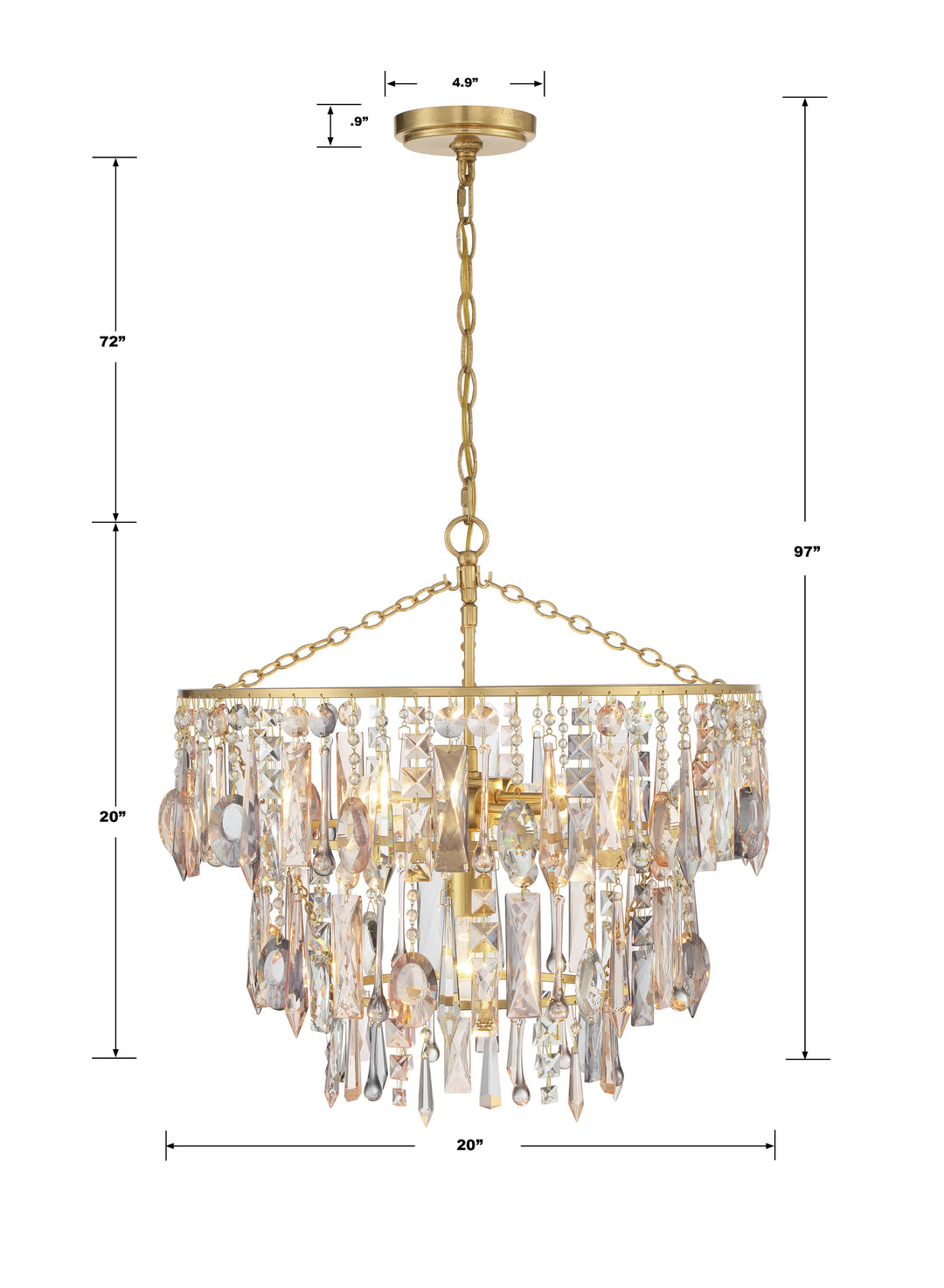 Crystorama Elsa 3 Light Antique Gold Chandelier