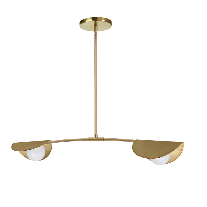 Dainolite 2 Light Halogen Horizontal Pendant Aged Brass with White Glass