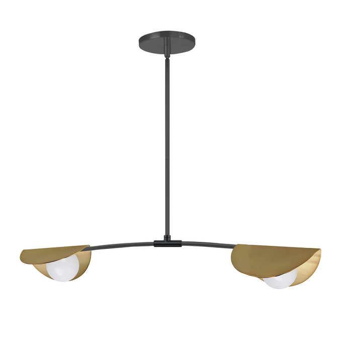 Dainolite 2 Light Halogen Horizontal Pendant Aged Brass with White Glass