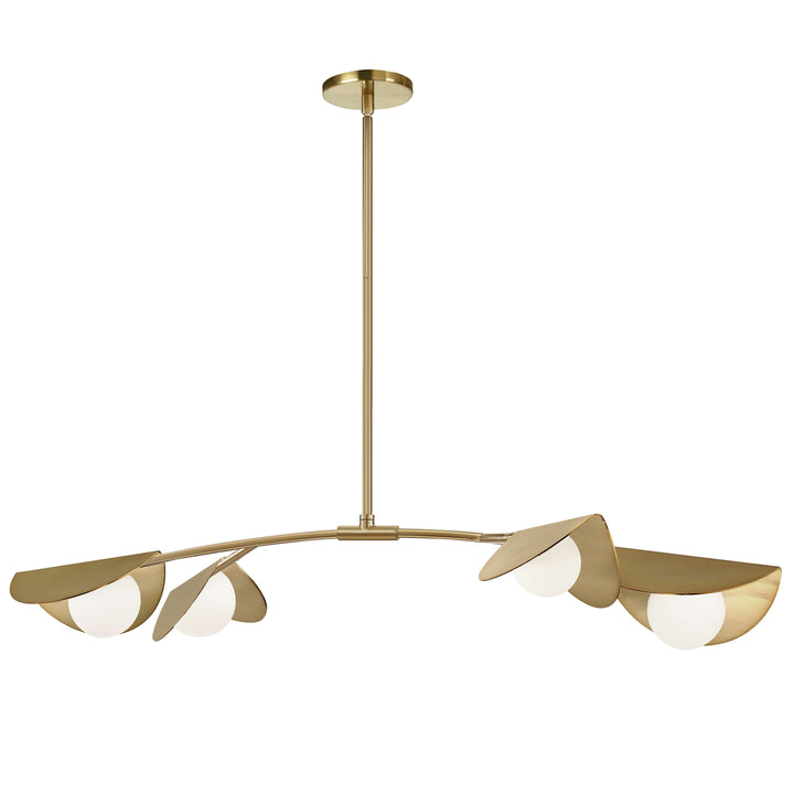 Dainolite 4 Light Halogen Horizontal Pendant Aged Brass with White Glass