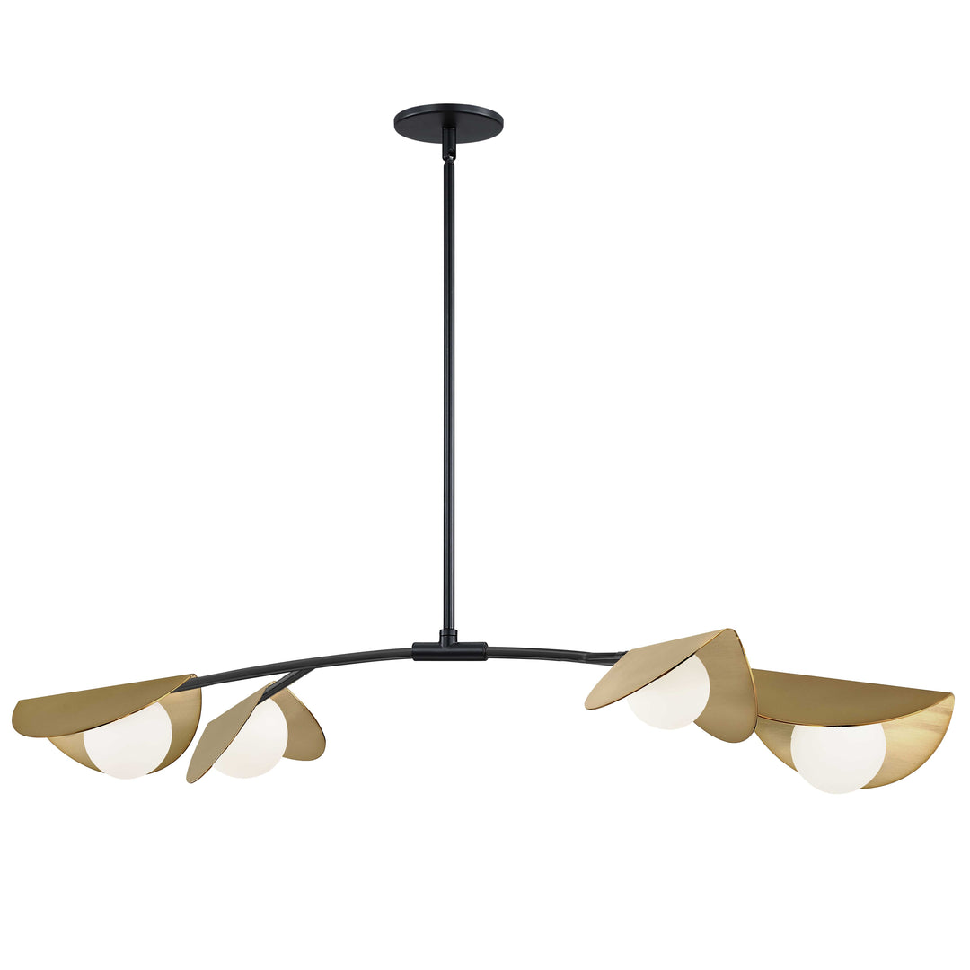 Dainolite 4 Light Halogen Horizontal Pendant Aged Brass with White Glass