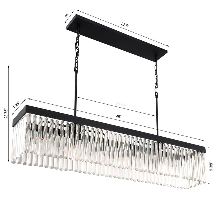 Crystorama Emory 6 Light Black Forged Linear Chandelier