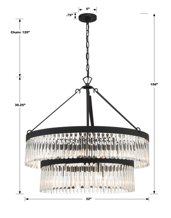 Crystorama Emory 9 Light Black Forged Chandelier