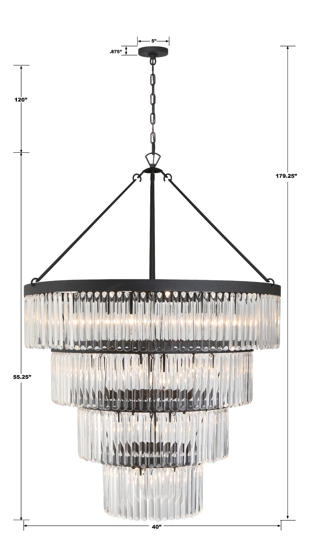 Crystorama Emory 22 Light Black Forged Chandelier