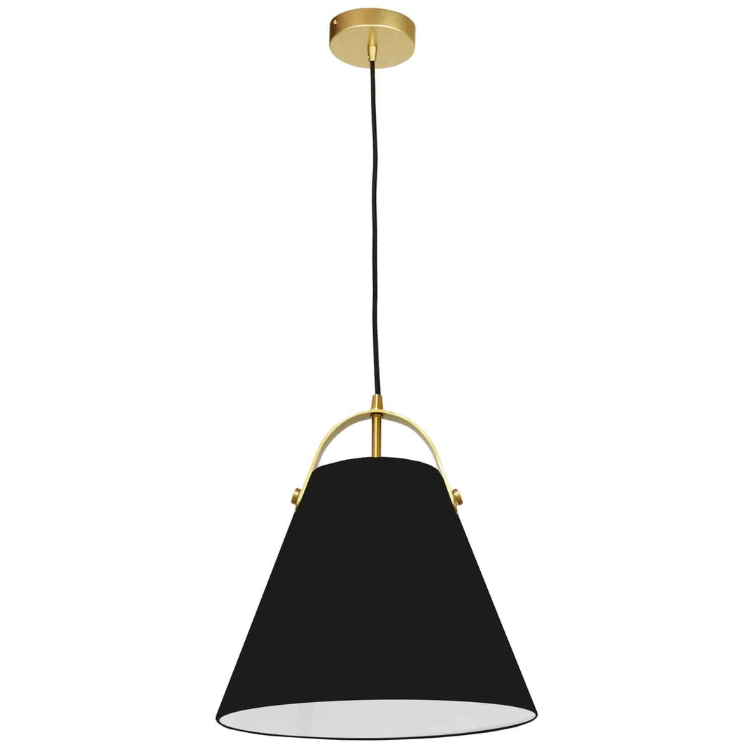 Dainolite 1 Light Emperor Pendant Aged Brass with Black Shade