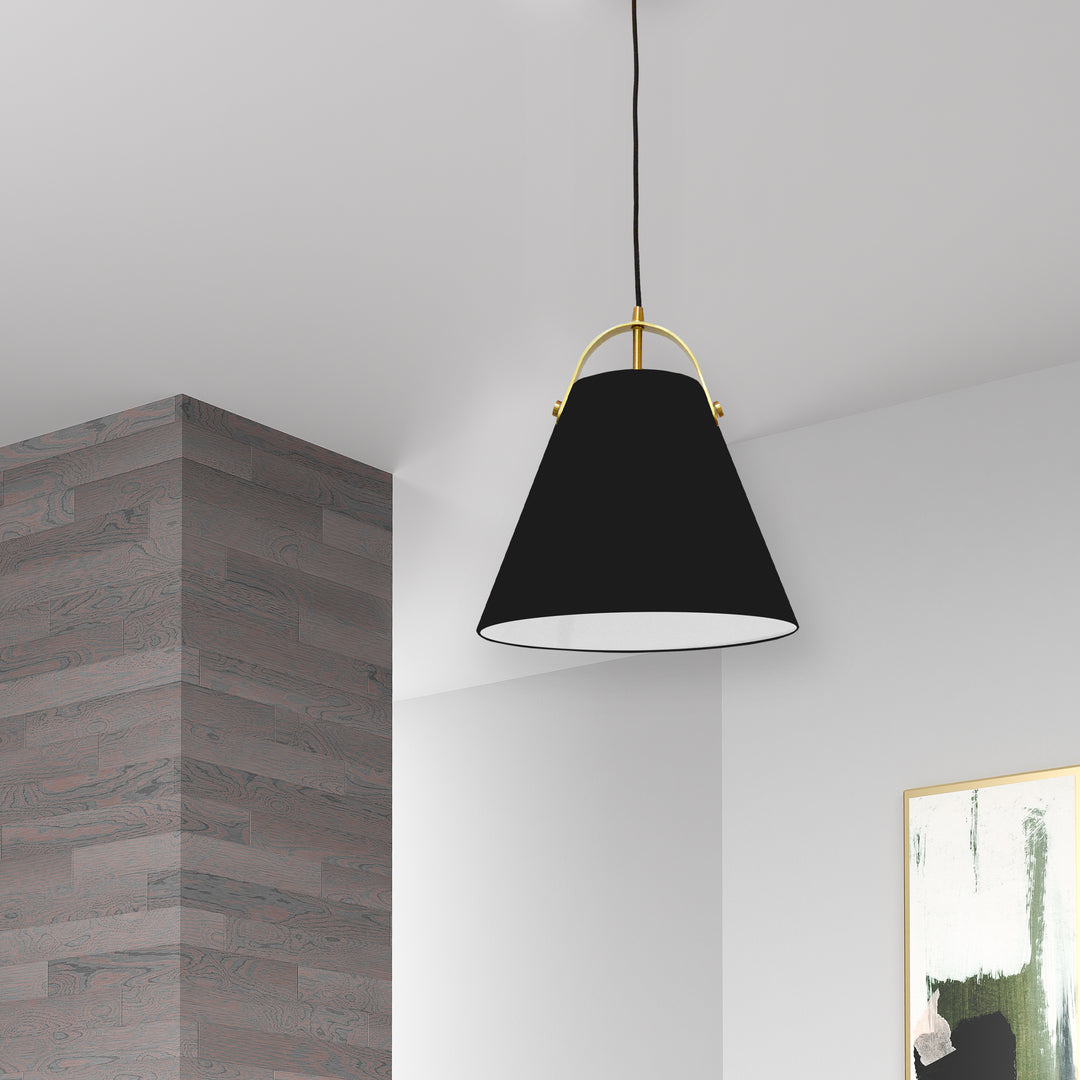 Dainolite 1 Light Emperor Pendant Aged Brass with Black Shade