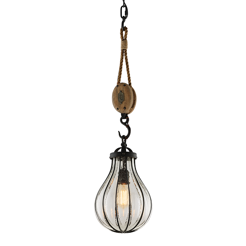 Murphy Pendant 9" - Vintage Iron With Rustic Wood