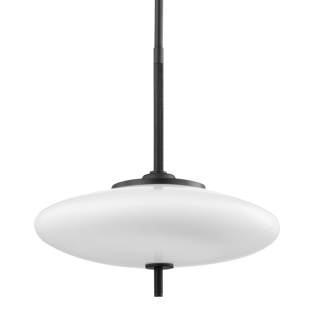 Fallon 2 Light Pendant - Satin Black/Black Leather, 12.75"