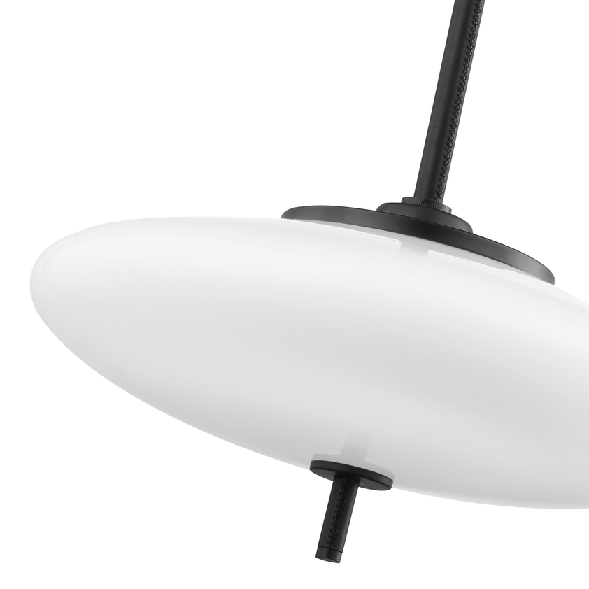 Fallon 2 Light Pendant - Satin Black/Black Leather, 18"