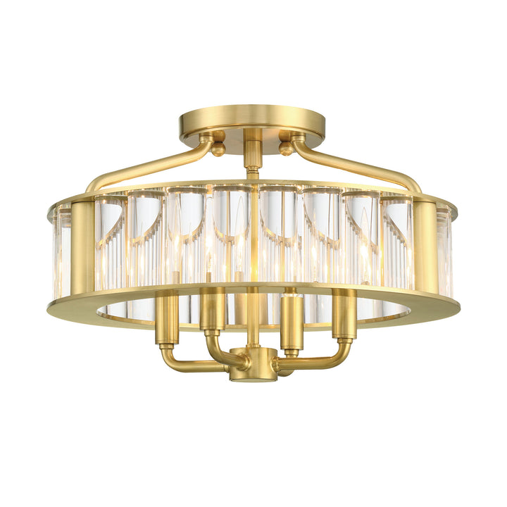 Crystorama Libby Langdon Farris 4 Light Aged Brass Semi Flush Mount