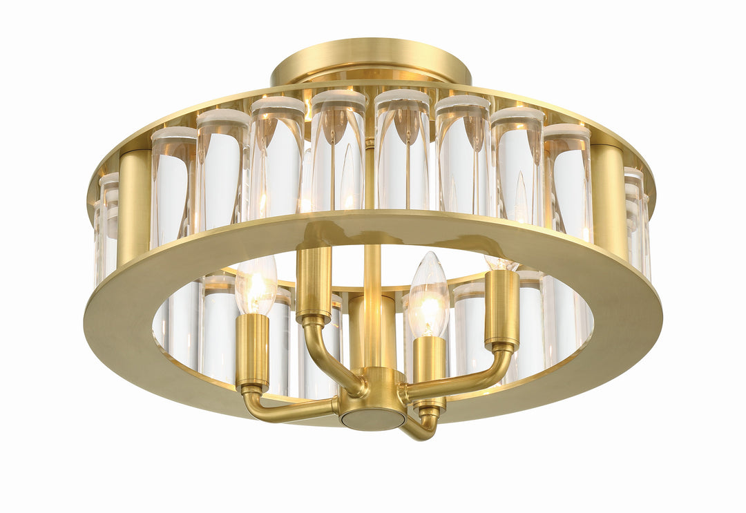 Crystorama Libby Langdon Farris 4 Light Aged Brass Semi Flush Mount