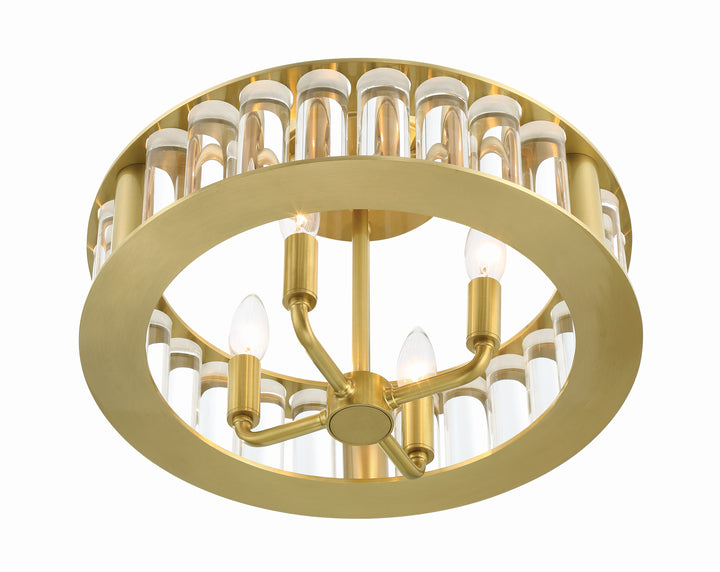 Crystorama Libby Langdon Farris 4 Light Aged Brass Semi Flush Mount