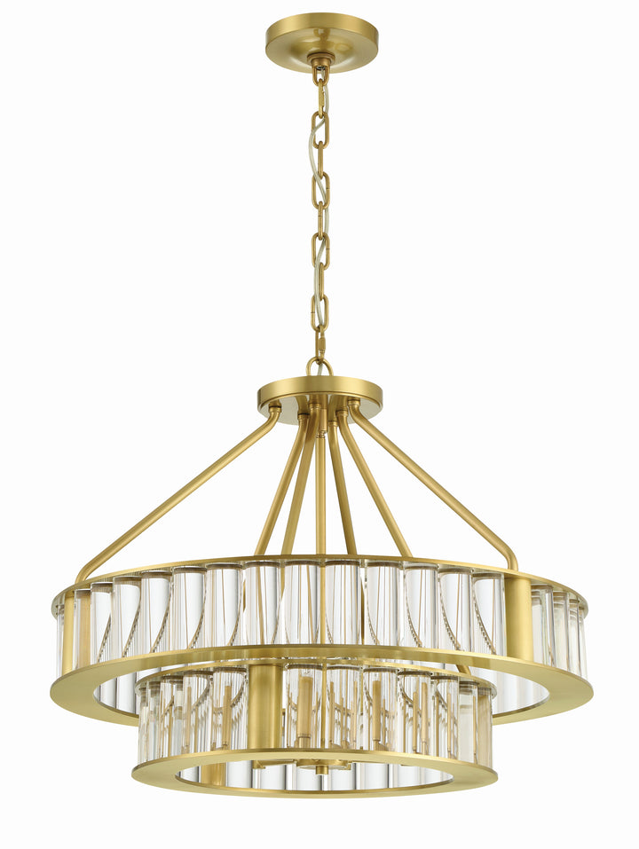 Crystorama Libby Langdon Farris 6 Light Aged Brass Chandelier