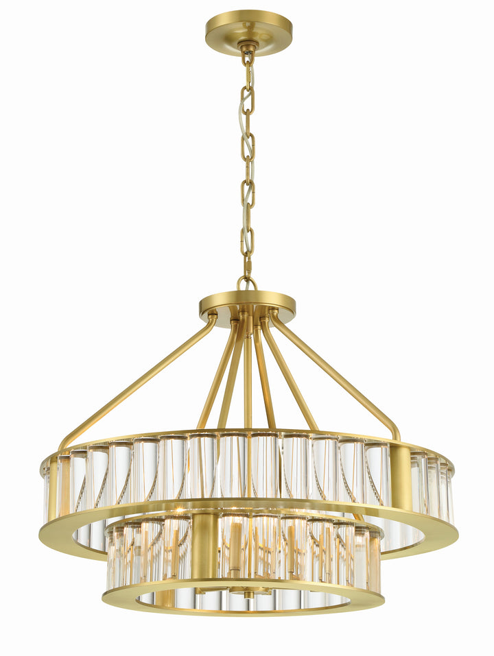 Crystorama Libby Langdon Farris 6 Light Aged Brass Chandelier