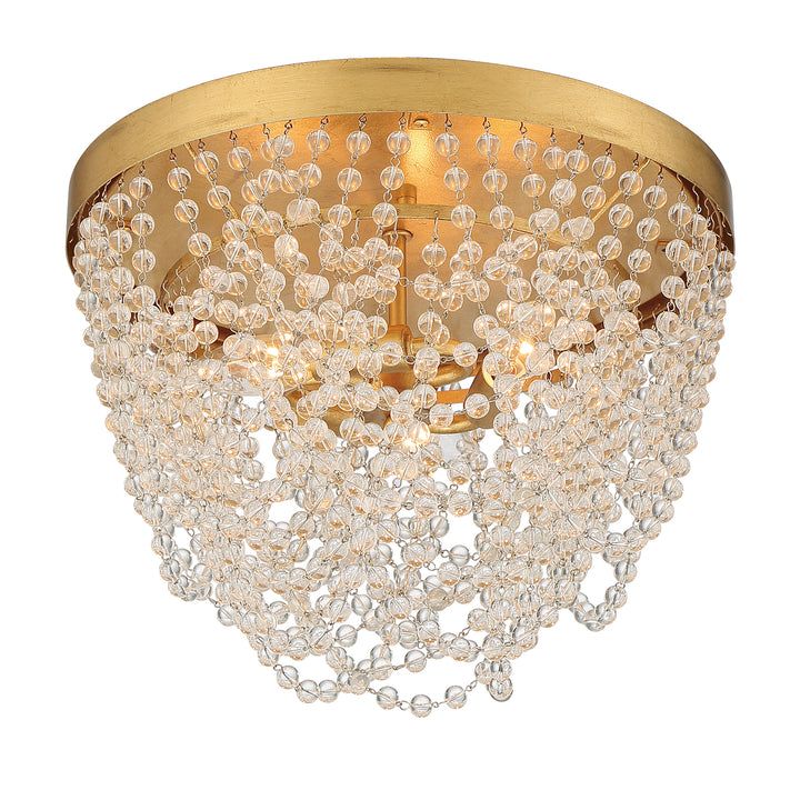 Crystorama Fiona 3 Light Antique Gold Flush Mount