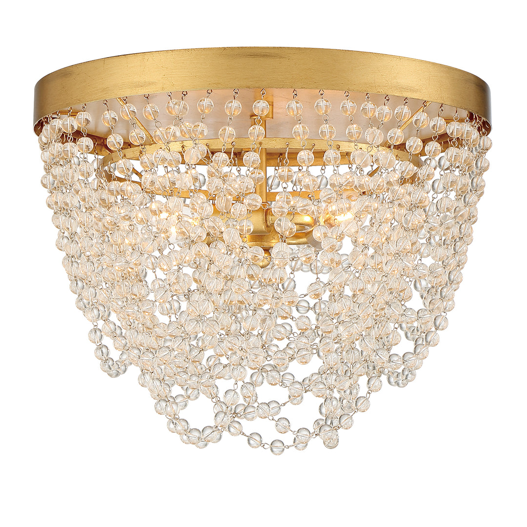 Crystorama Fiona 3 Light Antique Gold Flush Mount