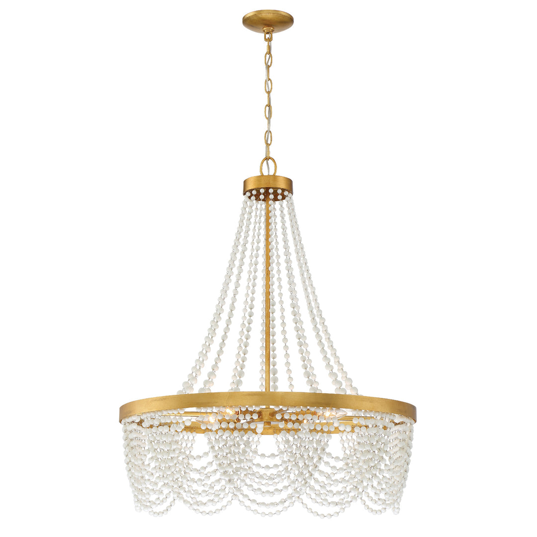 Fiona 4 Light Antique Gold Chandelier with Clear Beads