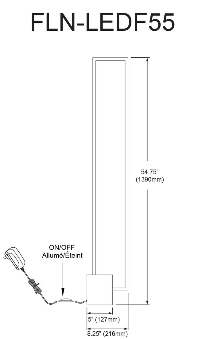 Dainolite 34W LED Floor Lamp Black Finish with Concrete Base