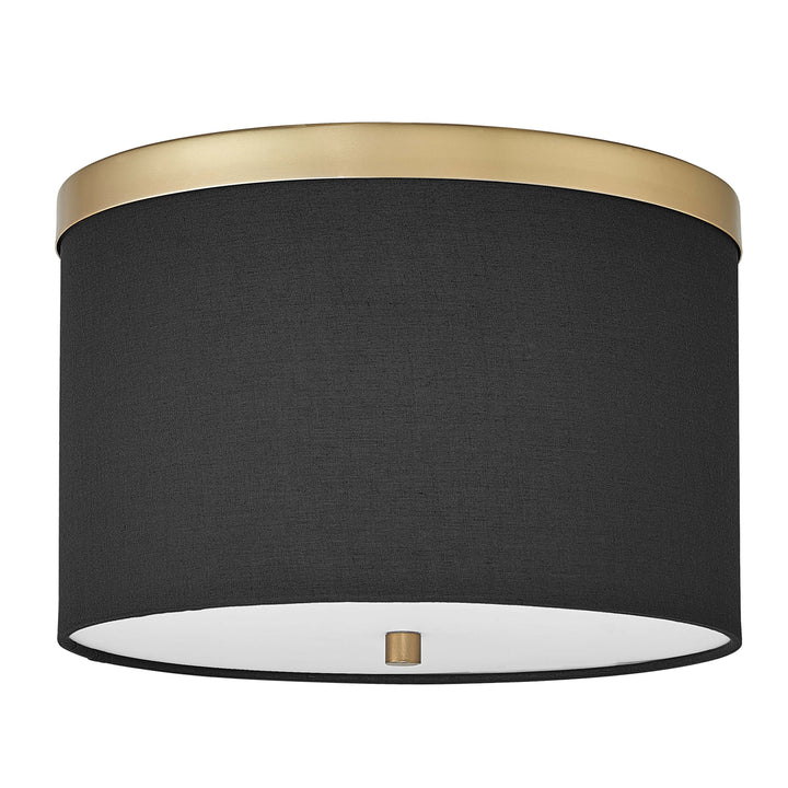 Dainolite 2 Light Flush Mount Aged Brass with Black Shade