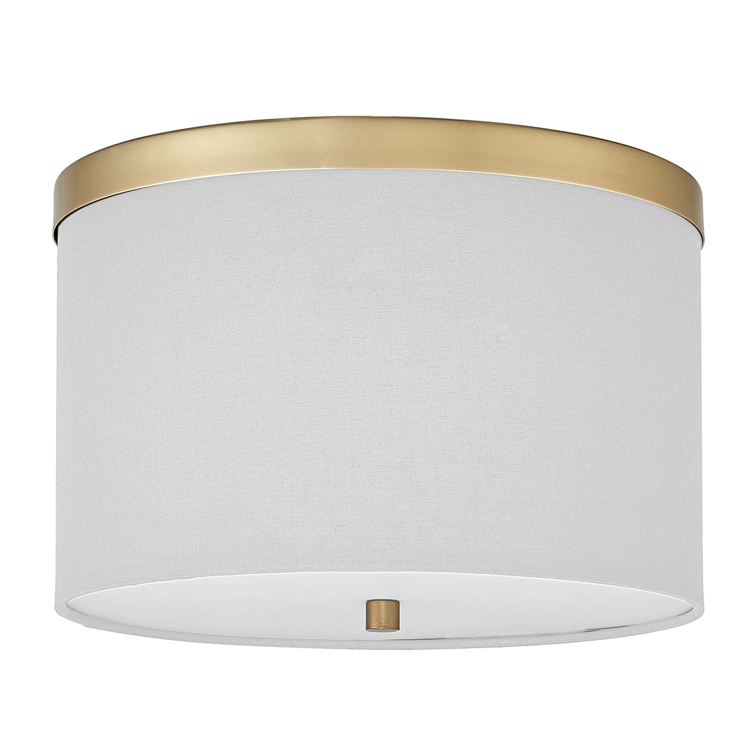 Dainolite 2 Light Flush Mount Aged Brass with Black Shade