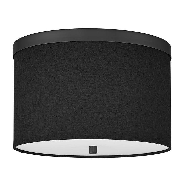 Dainolite 2 Light Flush Mount Aged Brass with Black Shade