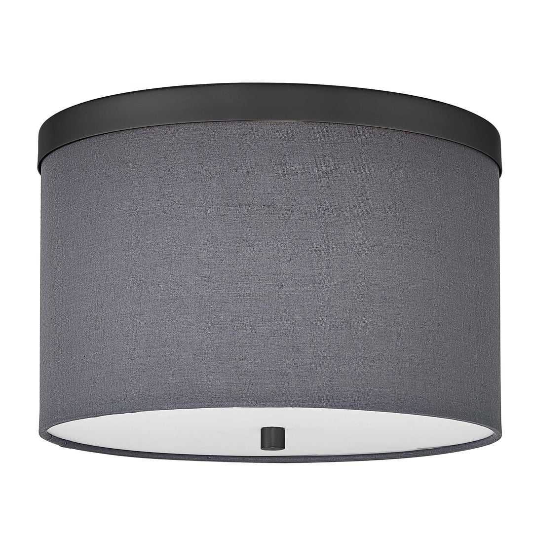 Dainolite 2 Light Flush Mount Aged Brass with Black Shade