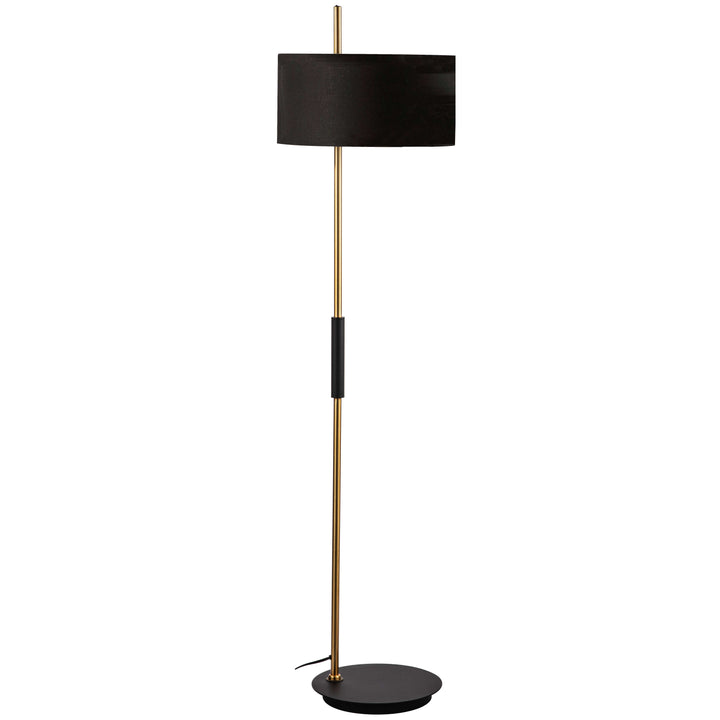 Dainolite 1 Light Incandescent Floor Lamp, Matte Black & Aged Brass w/ BK Shade