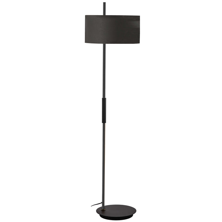 Dainolite 1 Light Incandescent Floor Lamp, Matte Black & Aged Brass w/ BK Shade