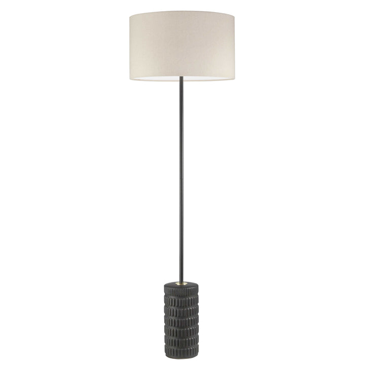 Dainolite 1 Light Incandescent Floor Lamp Matte Black with Black Gold Shade