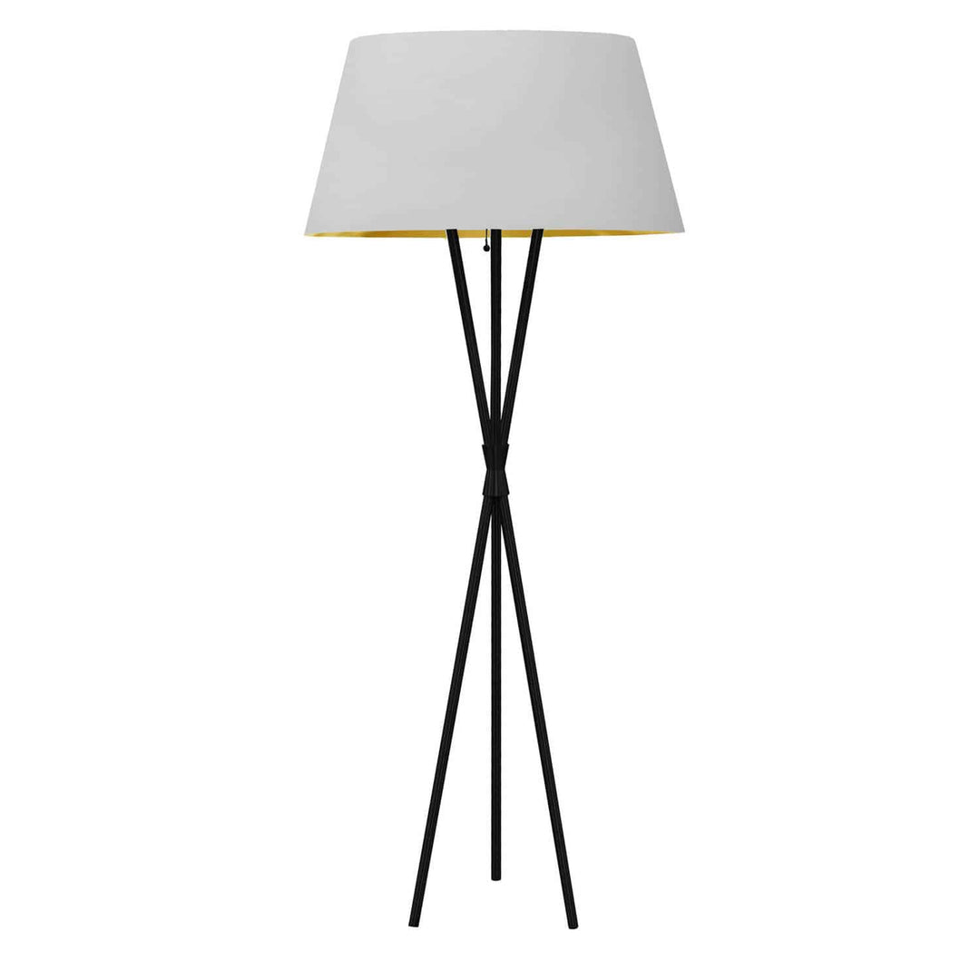 Dainolite 1 Light 3 Legged Aged Brass Floor Lamp, with White/Gold Shade