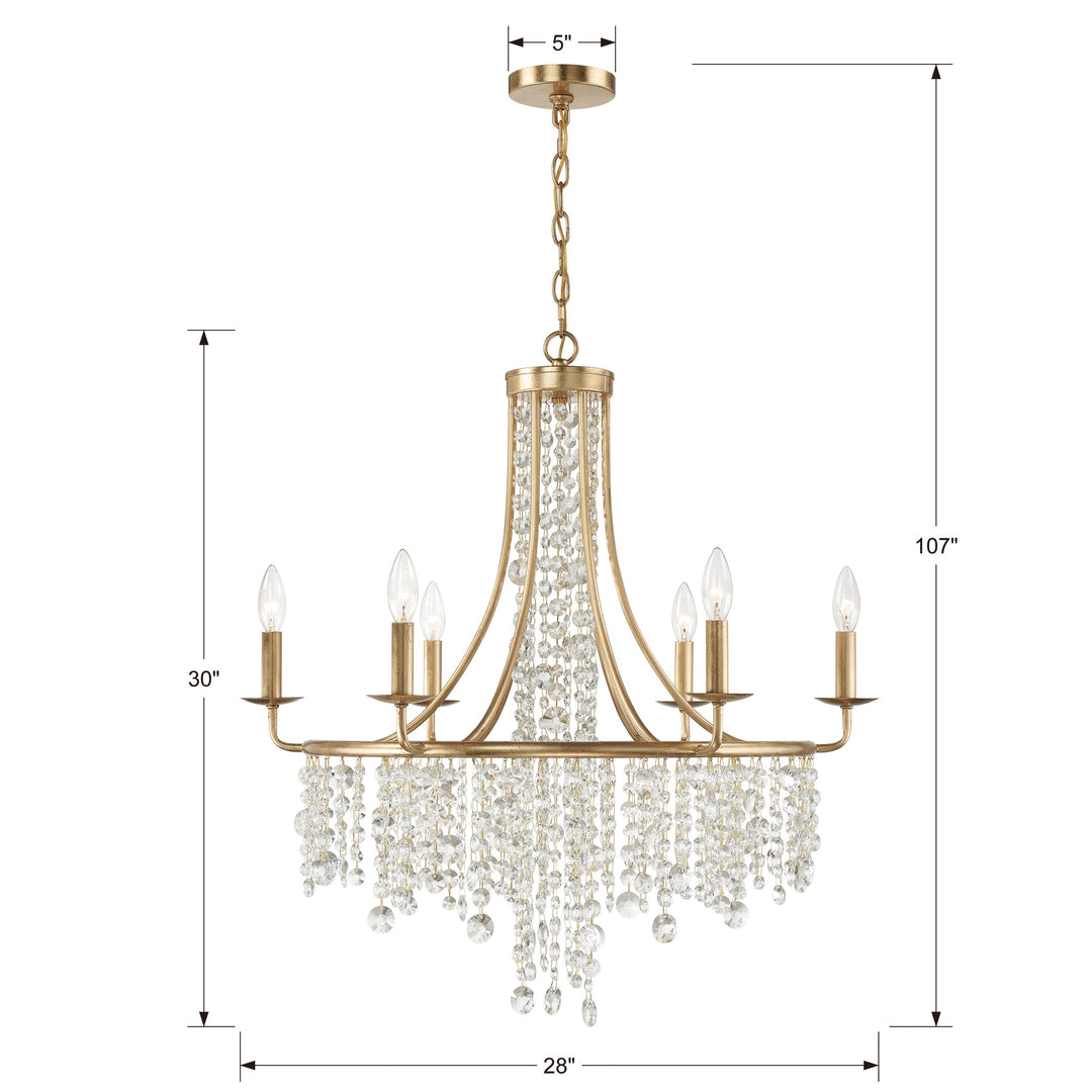 Crystorama Gabrielle 6 Light Antique Gold Chandelier