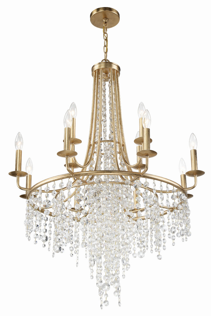 Crystorama Gabrielle 12 Light Antique Gold Chandelier