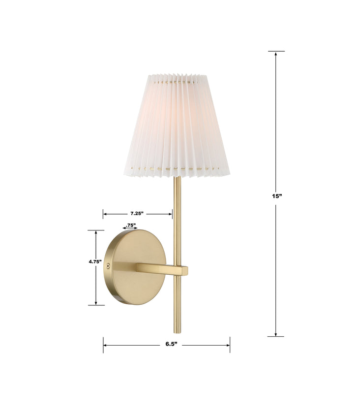 Crystorama Gamma 1 Light Aged Brass Sconce