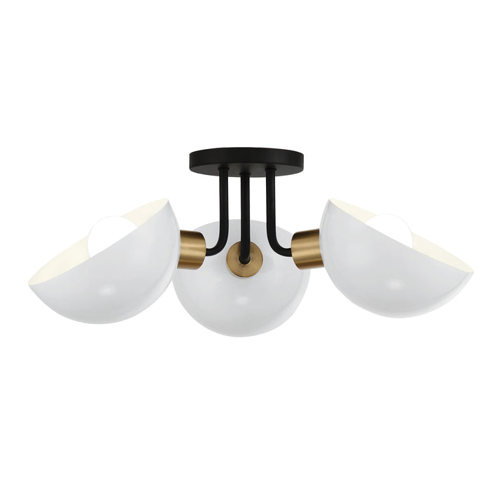 Crystorama Gigi 3 Light Black + Aged Brass Semi Flush Mount