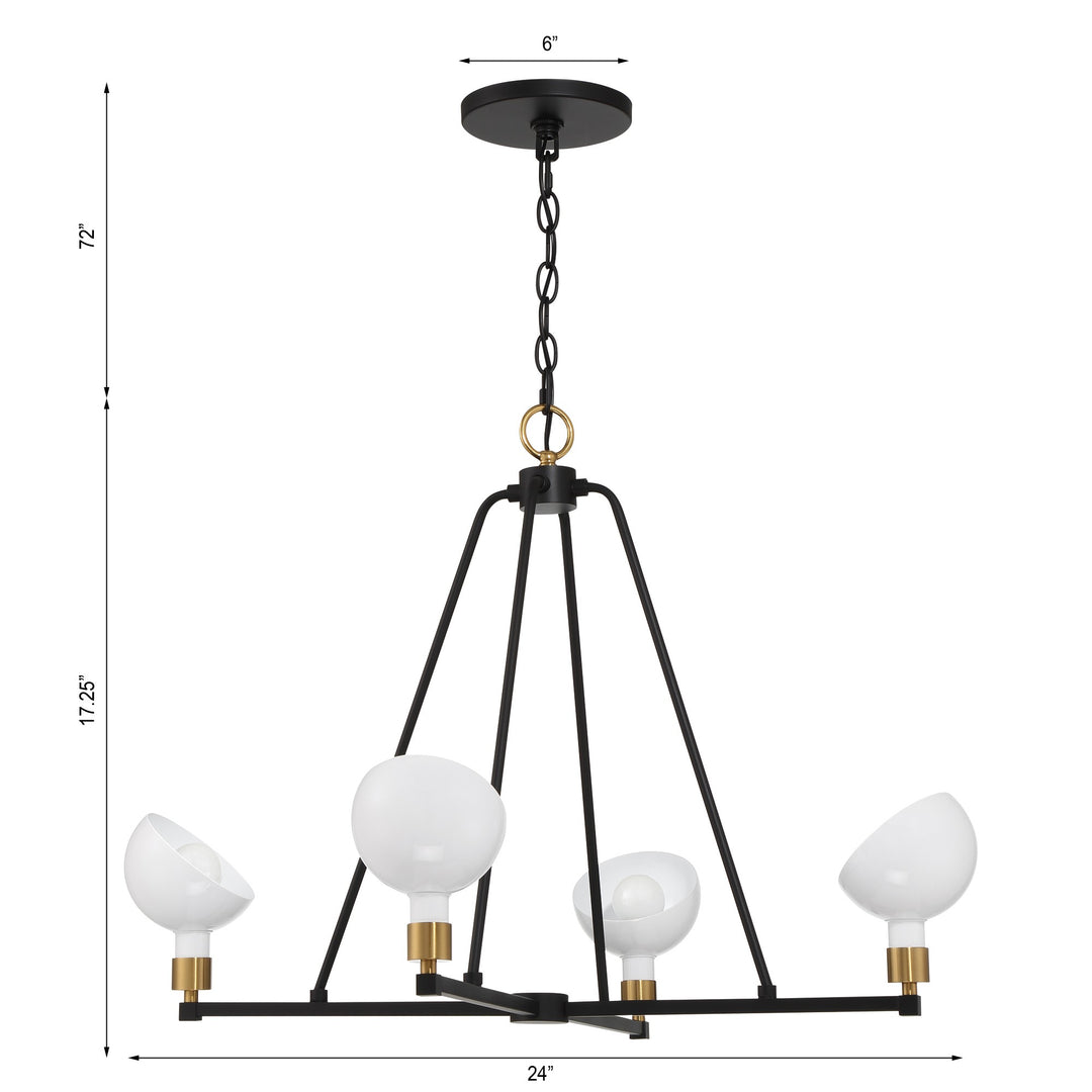 Crystorama Gigi 4 Light Black + Aged Brass Chandelier