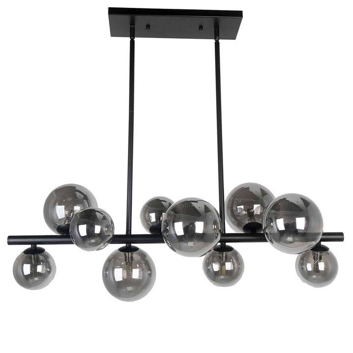 Dainolite 10 Light Halogen Horizontal Pendant Matte Black Finish with Smoked Glass