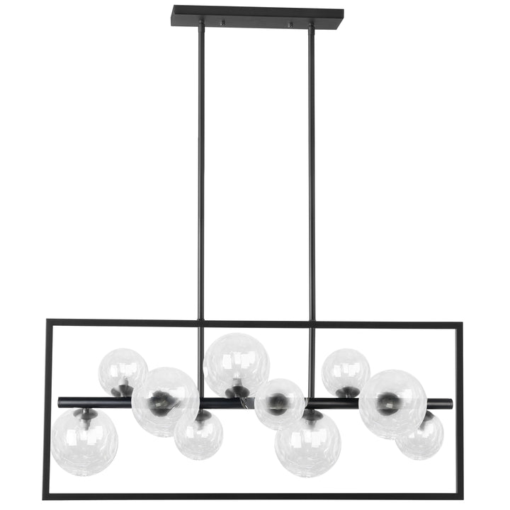 Dainolite 10 Light Halogen Horizontal Pendant, Matte Black with Clear Glass