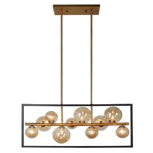 Dainolite 10 Light Halogen Horizontal Pendant, Matte Black with Clear Glass