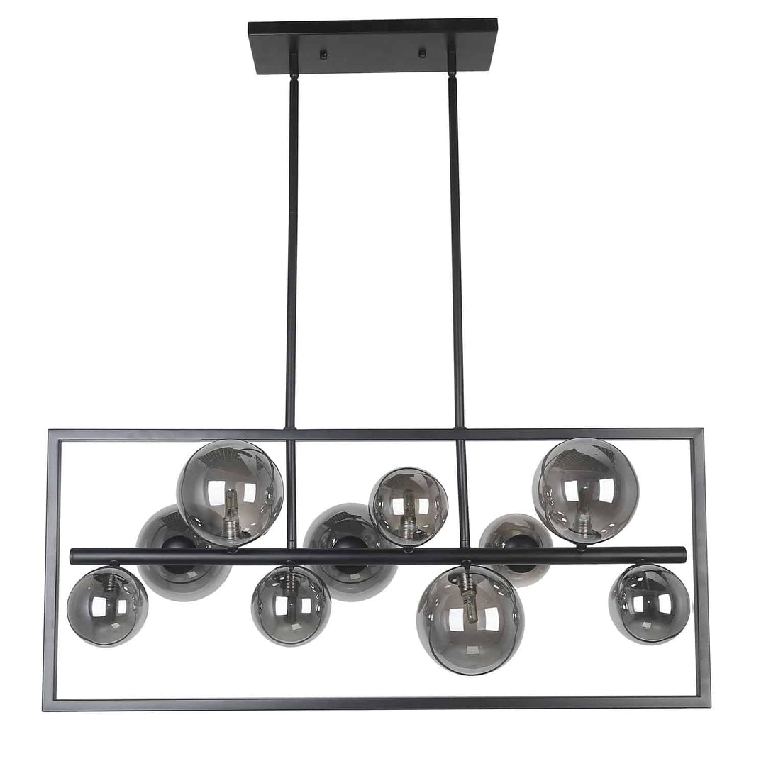 Dainolite 10 Light Halogen Horizontal Pendant, Matte Black with Clear Glass