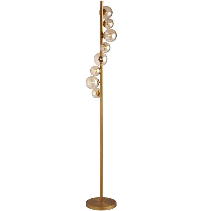 Dainolite 8 Light Halogen Floor Lamp, Vintage Bronze Finish with Cognac Glass